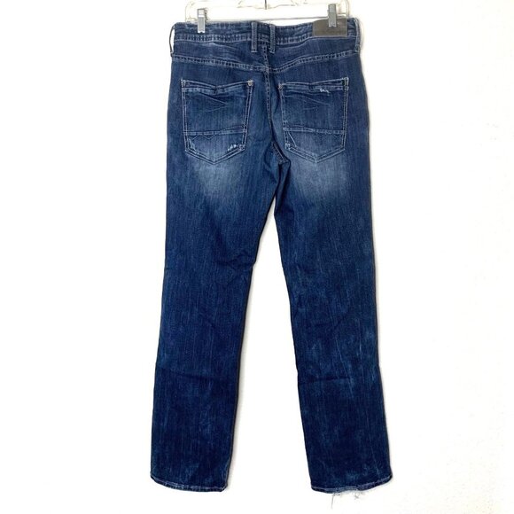 Departwest Nomad Mens Straight Leg Jeans Stretch 31W X 32R Dark Wash Distressed - Picture 2 of 11